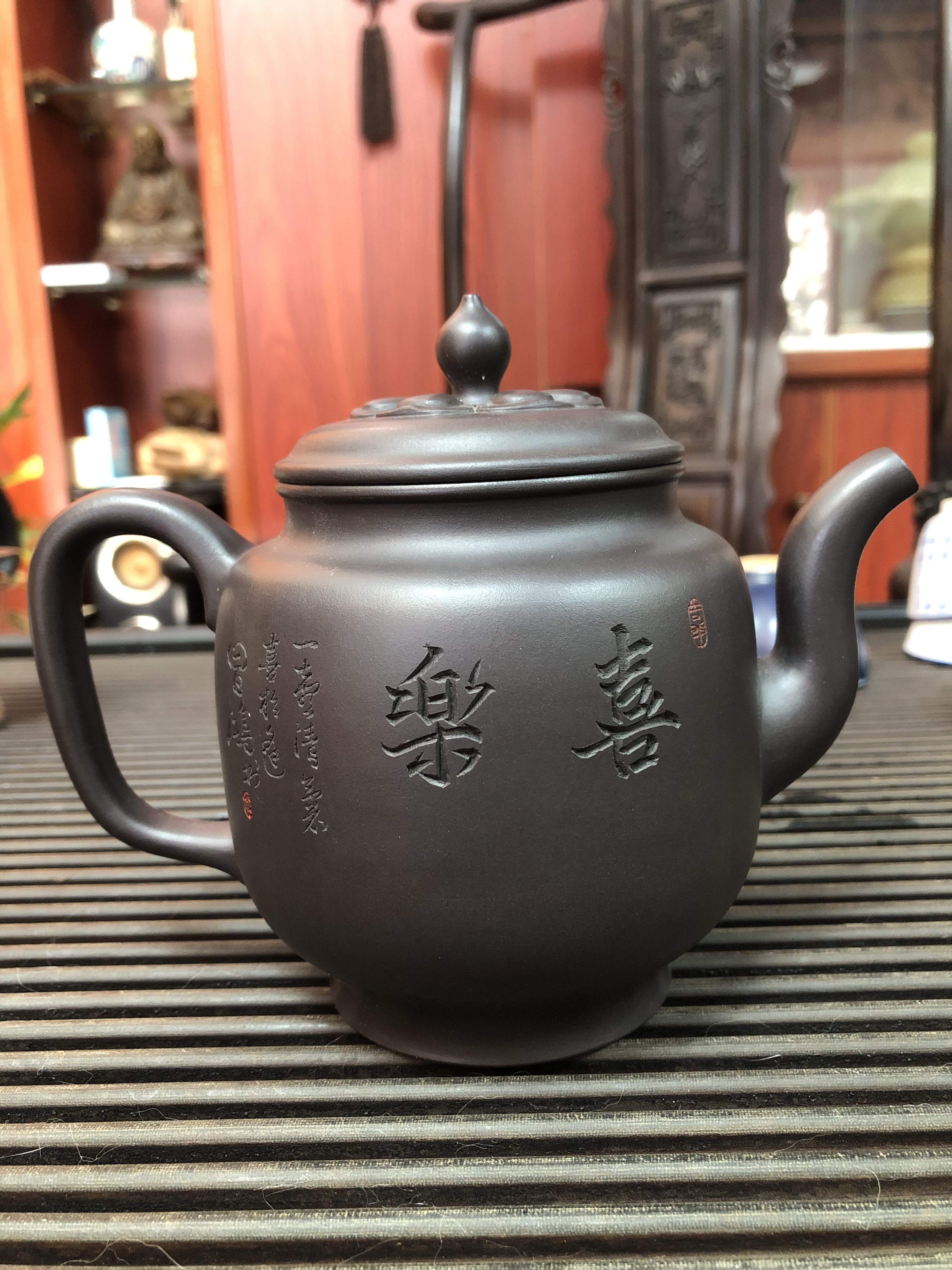 李昌鸿刻字画,刘根林制壶,紫砂名家师徒合作精品紫砂壶