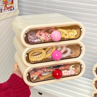 儿童发饰收纳盒桌面抽屉女童皮筋发圈发夹多层大容量可爱首饰盒子