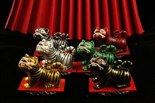 心默園文創 虎爷将军金木水火土色五色俱全擺件