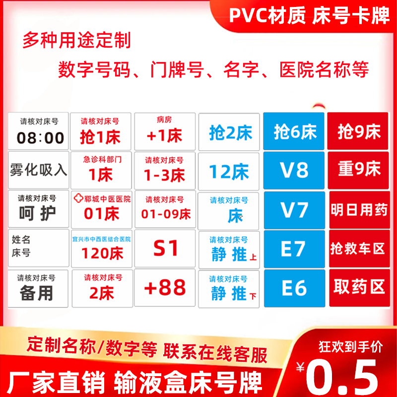 输液药盒床号牌数字核对中誉邦护