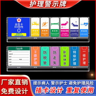 医院病房护理床头标识卡牌护士病人床号插卡安全警示牌级别可定制