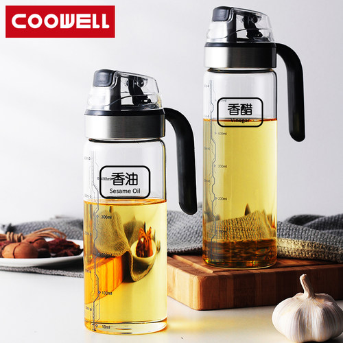 COOWELL厨房玻璃油壶自动开合