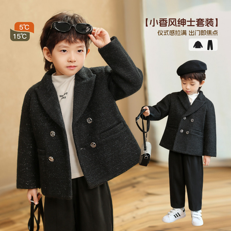 小o宝okids男童 男孩西装外套套装秋冬季2026新款时尚礼服潮流