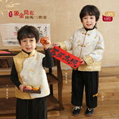 小o宝okids男童儿童过年服新中式 外套缎面新年马甲2026新款