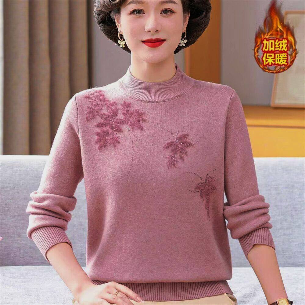 妈妈装加绒加厚毛衣中老