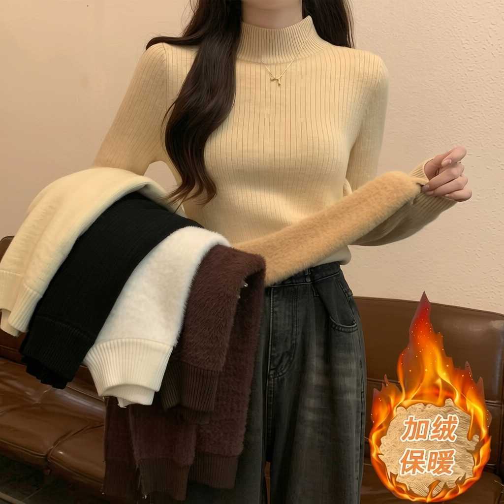 一体绒毛衣女秋冬2026新