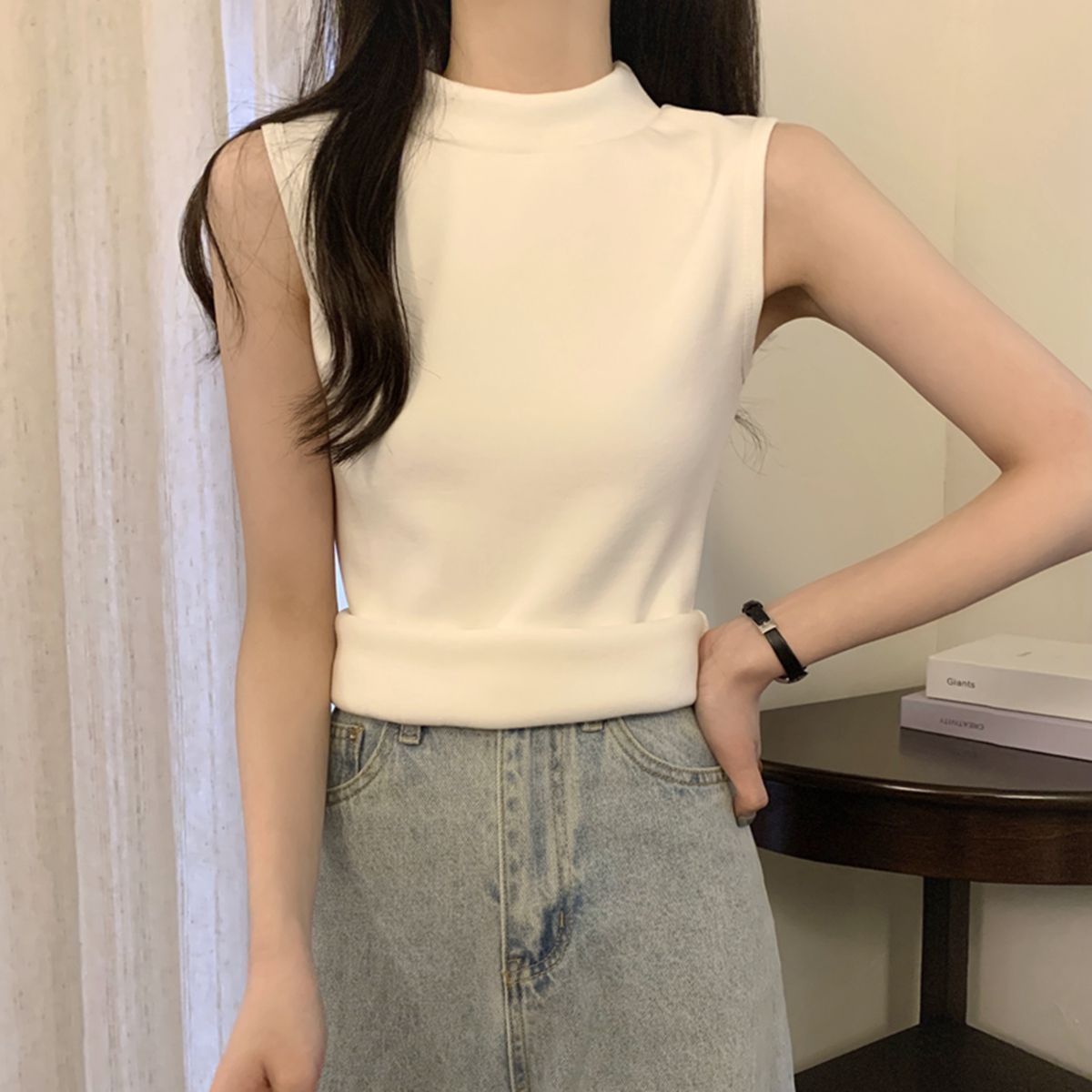 加绒加厚保暖吊带背心女