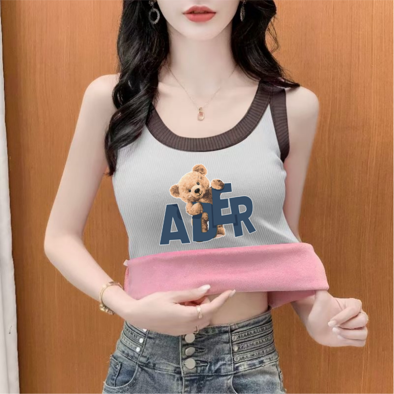 螺纹保暖背心女加绒加厚
