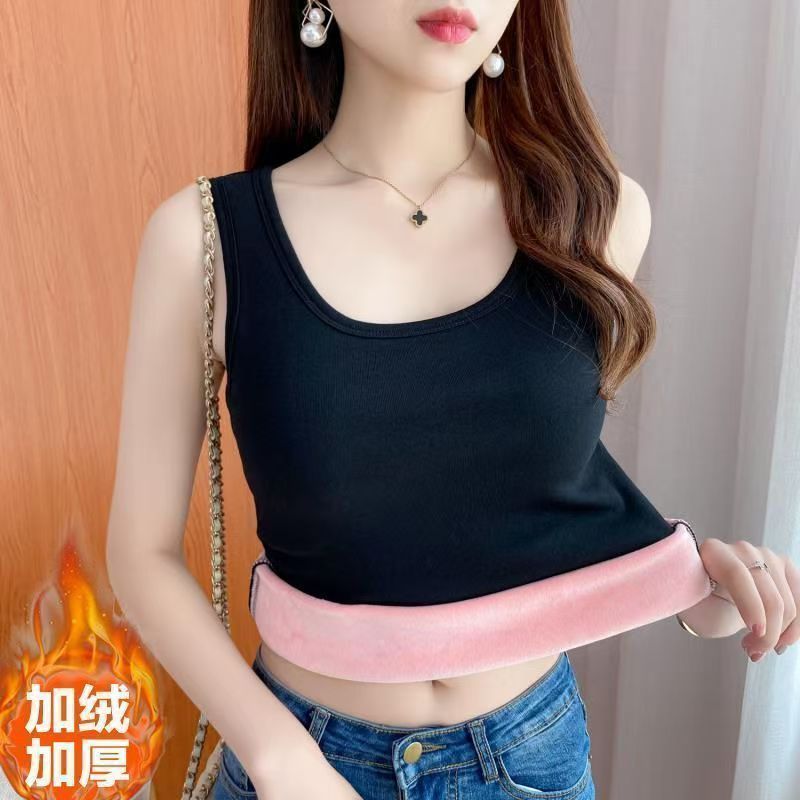 螺纹保暖背心加绒女厚高