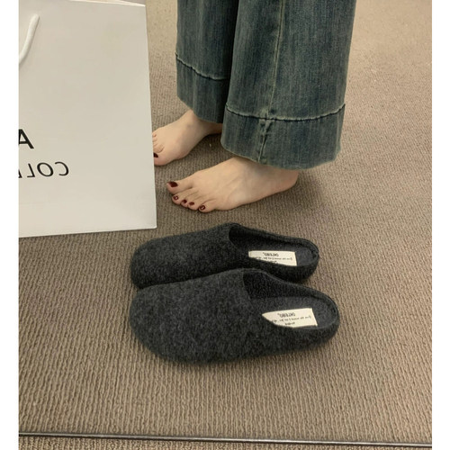 【毛呢】加绒女包头勃肯拖鞋