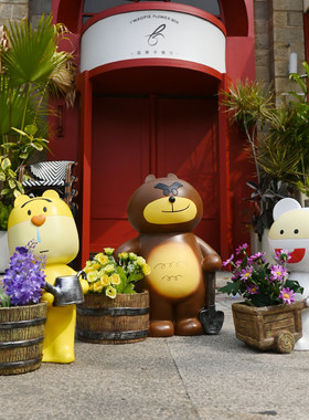 亨竹花园摆件动物花盆微瑕