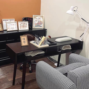 美甲桌椅套装中古实木美甲桌美甲椅子顾客专用沙发椅覆古美甲师椅