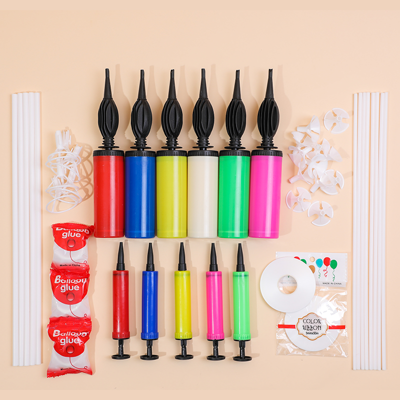 气球拖杆、气筒、丝带、胶粒