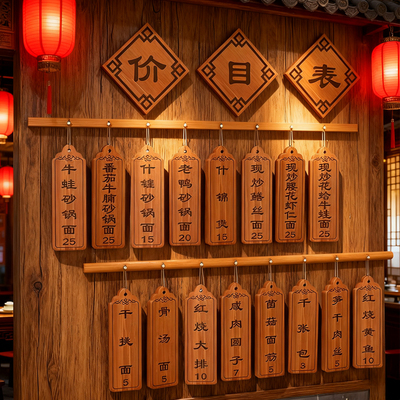 菜牌仿实木定制价格展示牌包子标识牌挂墙菜品标签牌熟食早餐店菜品口味名称价格仿木牌亚克力小菜牌卡定制
