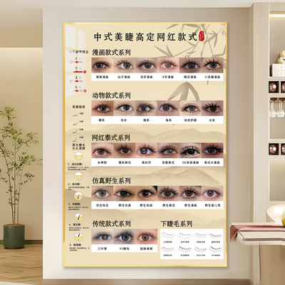中式美睫款式展示板图片美容院广告嫁接美睫毛展示海报图墙面装饰