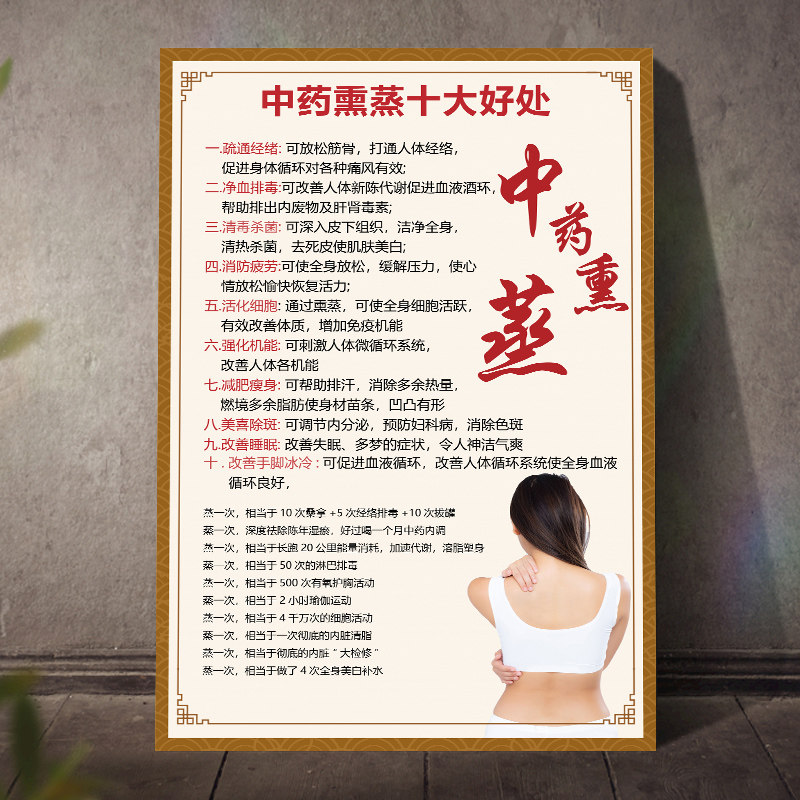 熏蒸海报广告挂图中药熏蒸墙贴艾灸汗蒸养生馆美容院宣传装饰画hb