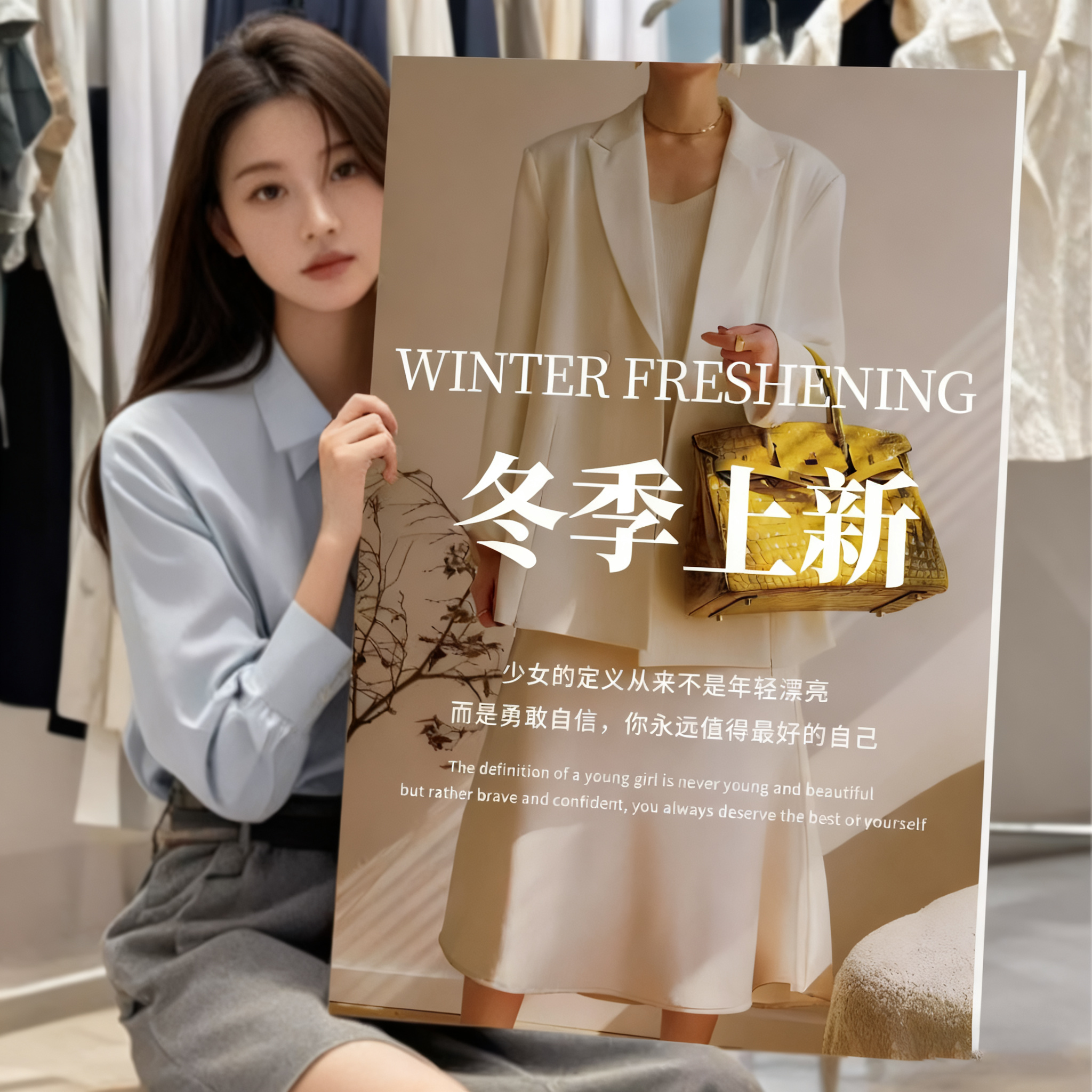 冬季秋冬款上新海报广告牌定制新品上市服装女装店橱窗玻璃门贴hb,个性定制/设计服务/DIY,写真/海报印制,淘宝优惠券,粉丝福利购,淘宝优惠卷