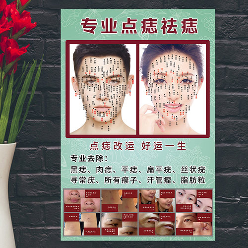 男女祛痣脸部开运面相挂图海报