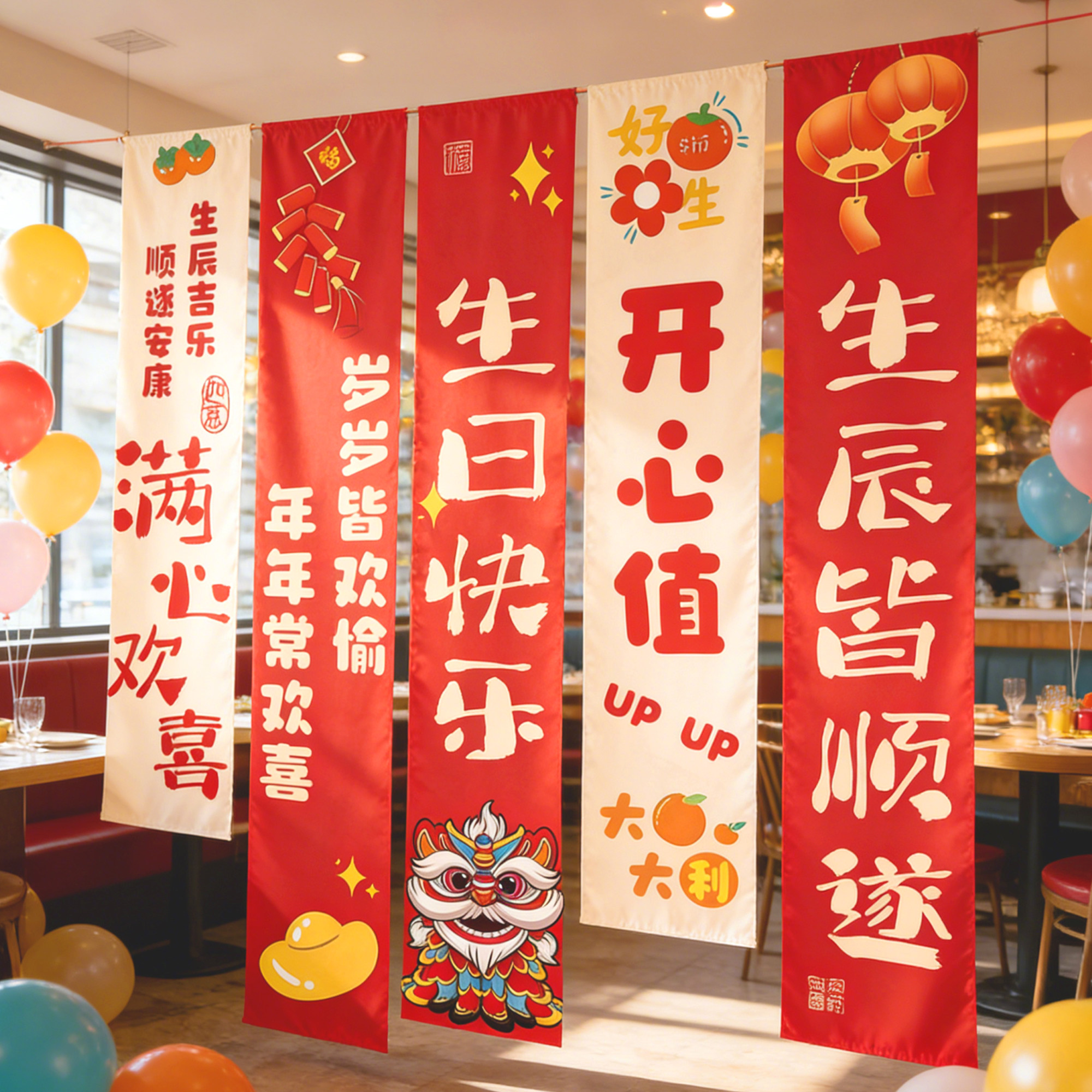 酒店饭店通用生日挂布包厢装饰条幅男女孩儿童气球派对氛围感装饰