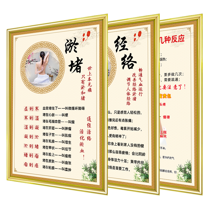 中医养生馆装饰画经络淤堵疏通美容院宣传海报挂图理疗馆墙贴hb