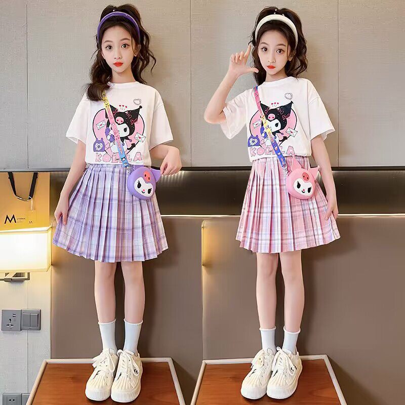 夏季儿童jk裙制服女童半身裙夏套装短裙夏装裙子格裙小学生百褶裙