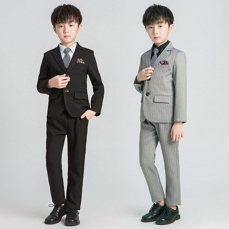 春秋时装周网红条纹男儿童小西装小孩子朋友礼服套装演出主持表演
