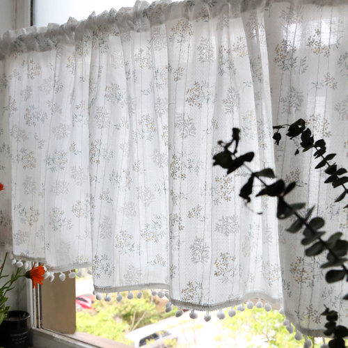 田园小清新碎花布艺半帘雏菊法式