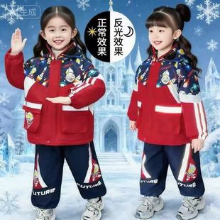 正版女孩奥特曼冬季套装加绒加厚棉服套装男女童格丽乔女童两件套