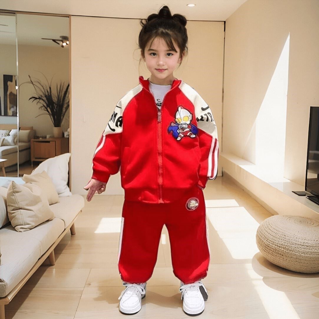 2024女童网红赛罗奥特曼衣服纯棉亮灯套装春秋季运动女孩迪迦卫衣