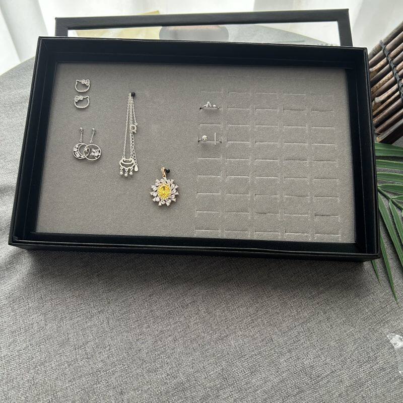 晨妤汀纸盒天地盖首饰收纳盒子摆摊展示库存托盘简约带盖戒指盘子