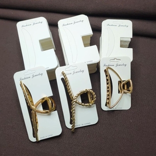 简约韩版白色金属鲨鱼夹包装卡片抓夹吊牌定制抓夹后扣发夹卡纸片