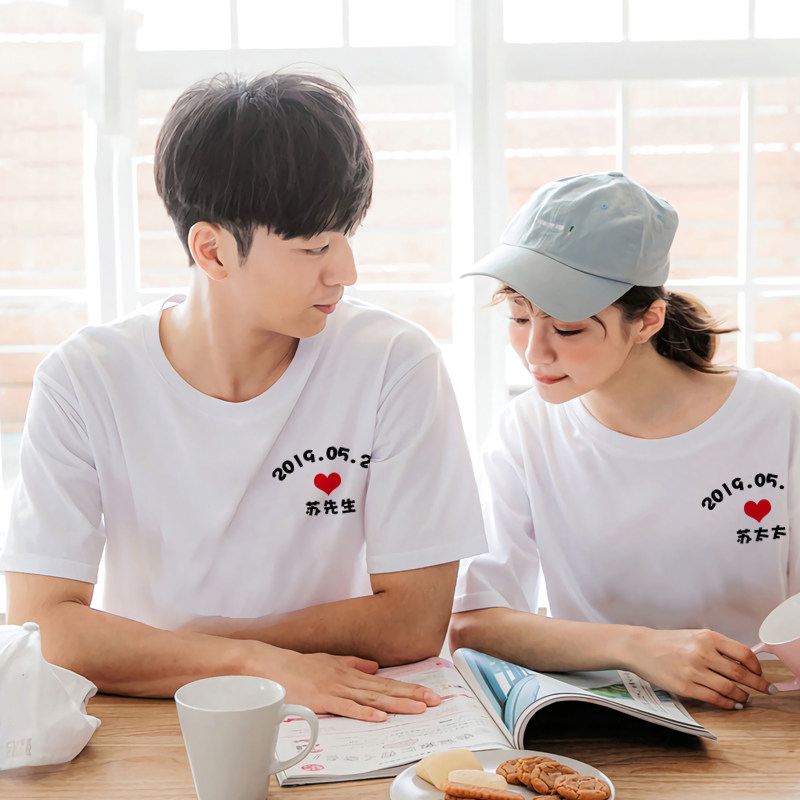 定制先生太太结婚证件照衣服情侣装t恤纯棉短袖文化衫diy文字图案