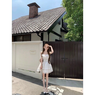 迟伞伞26/ss 塞维轻语 Jor*a小白花翻领手工刺绣无袖吊带连衣裙