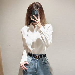白色法式长袖衬衫女款春秋2025新款衬衣外套设计感法式通勤上衣