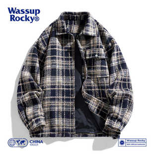 WASSUP 夹克 ROCKY格子毛呢外套男女春秋设计感宽松情侣小香风工装