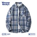 秋冬加绒百搭衬衣宽松休闲外套 男士 WASSUP ROCKY日系复古格子衬衫