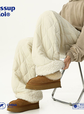 WASSUP KOI东北零下40度葫芦纹保暖棉裤男冬季加绒加厚休闲滑雪裤