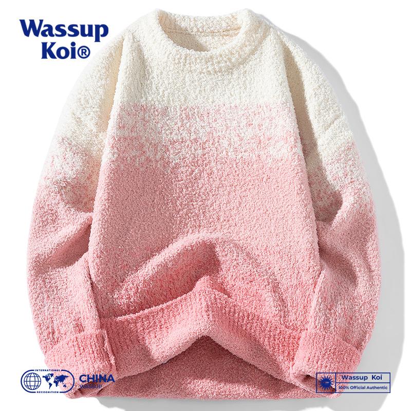 WASSUPKOI慵懒风圆领渐变针织衫
