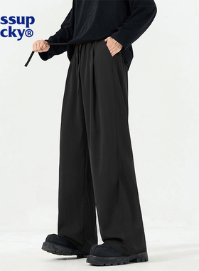 WASSUP ROCKY山本垂坠设计西装裤男秋冬加绒宽松直筒休闲阔腿长裤