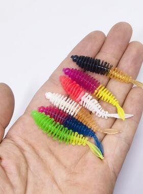 双色根钓饵针尾软蛆饵5.5cm 1.2g轻/舞虫路亚软饵螺纹蛆仿生软鱼