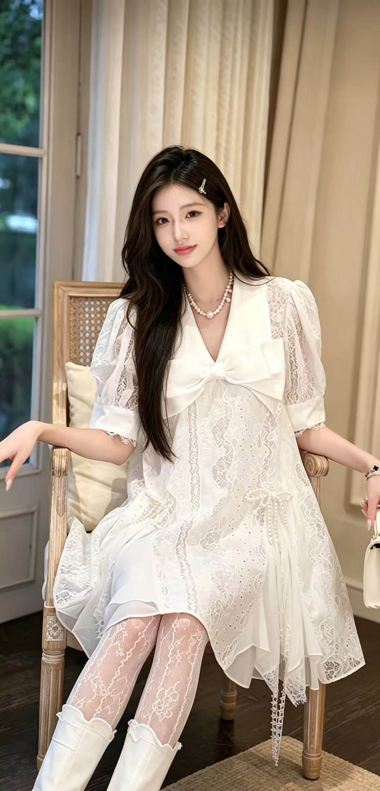 星妍2026春4m新款复古华丽森系雪纺蛋糕裙连衣裙女春季
