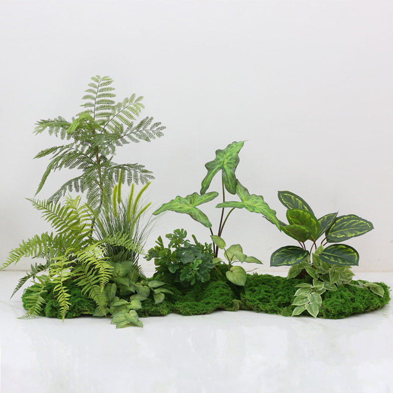 仿真绿色植物小型造景组合高端轻奢仿生植物假花隔断景观客厅落地