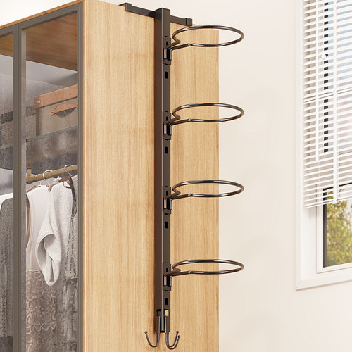 篮球收纳层架免打孔柜边壁挂分层足球排球放置家用免钉球类置物架