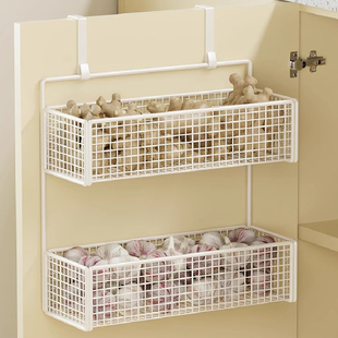 厨房置物架柜门葱姜蒜收纳盒壁挂式小挂篮整体橱柜内置挂架调味品