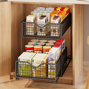 主机收纳神器柜子分层架子空间利用宿舍深柜抽屉抽拉式零食置物架