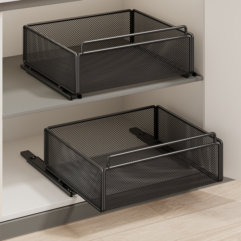 整体橱柜内拉篮抽拉式收纳柜厨房下水槽收纳层架子放调料餐具抽屉