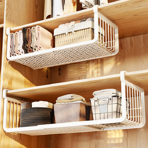 卧室衣柜下挂架收纳置物架可伸缩衣橱内衣袜子橱柜下挂篮悬挂分层