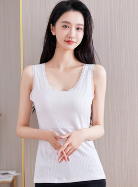 莫代尔蕾丝小吊带背心女士上衣春夏季无袖内搭黑白色外穿打底衫潮