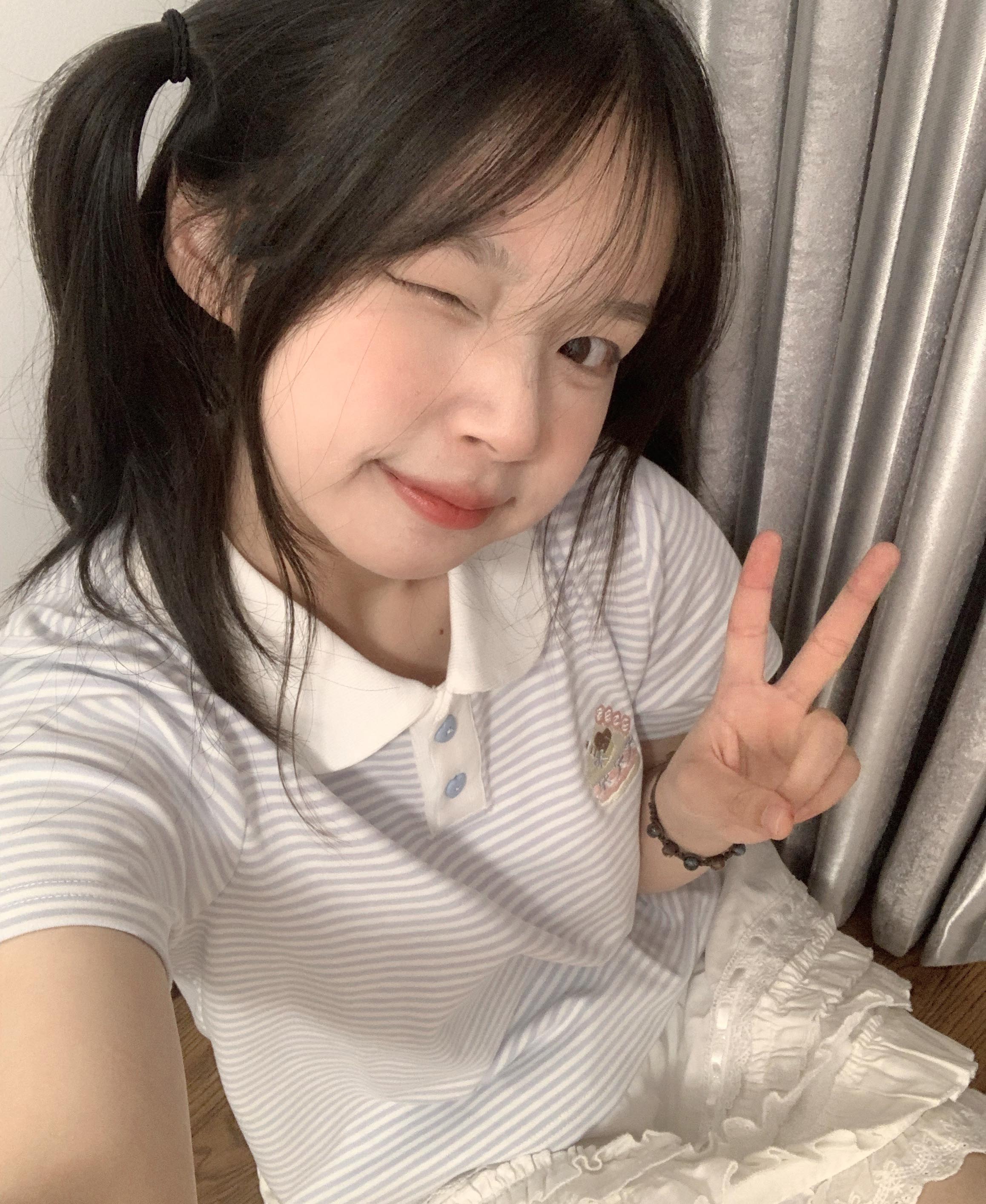 polo衫短袖女夏季宽松蛋糕刺绣条纹少女感t恤学院风撞色休闲上衣