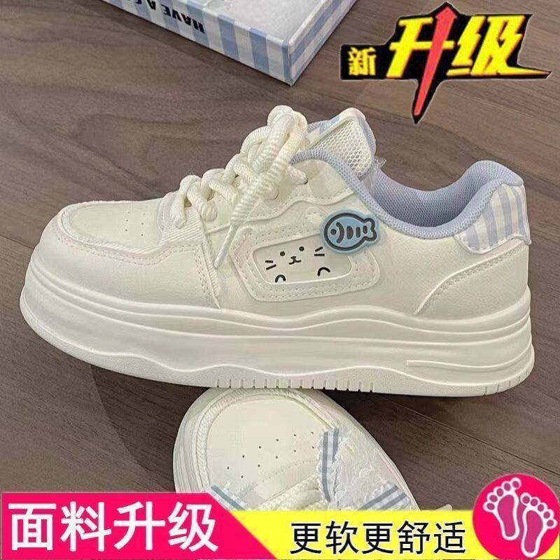 可爱猫小白鞋女2025新款